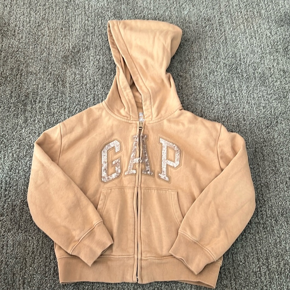 GAP Kids Sequin Logo Hoodie Tan Size Medium 8